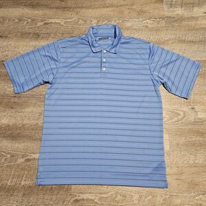 Cypress Club Performance Men's Blue Short Sleeve Striped Polo Golf Shirt Size XL